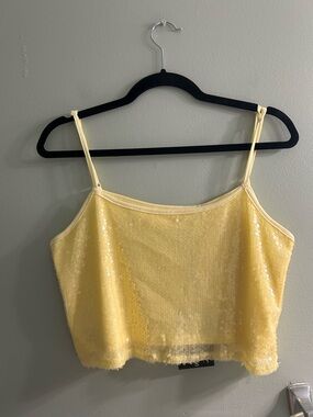 NWT 4th + Reckless Viella yellow sequin cami crop top party going out Y2K